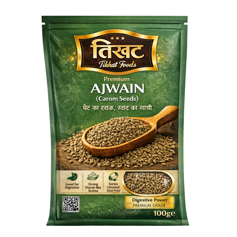 Ajwain 100g - Premium Bold Carom Seeds with High Essential Oil Content by Tikhat Foods