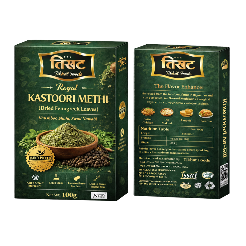 Kastoori Methi 100g - Premium Sun-Dried Aromatic Fenugreek Leaves by Tikhat Foods - Image 3