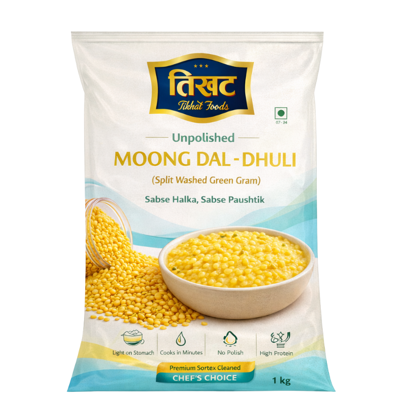 Moong Dal - Dhuli (Split Yellow Gram), Unpolished & Protein Rich - 1kg
