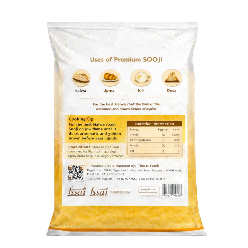 Premium Sooji (Semolina), 500g | Crispy & Granulated | Ideal for Halwa, Upma & Idli - Image 2