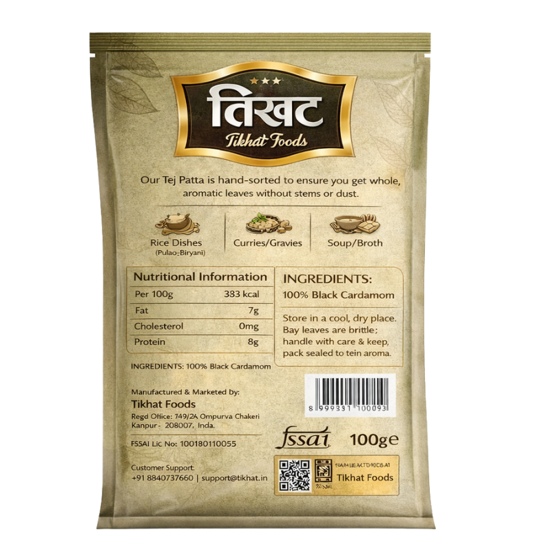 Tej Patta 100g - Premium Handpicked Whole Dried Bay Leaves by Tikhat Foods - Image 2