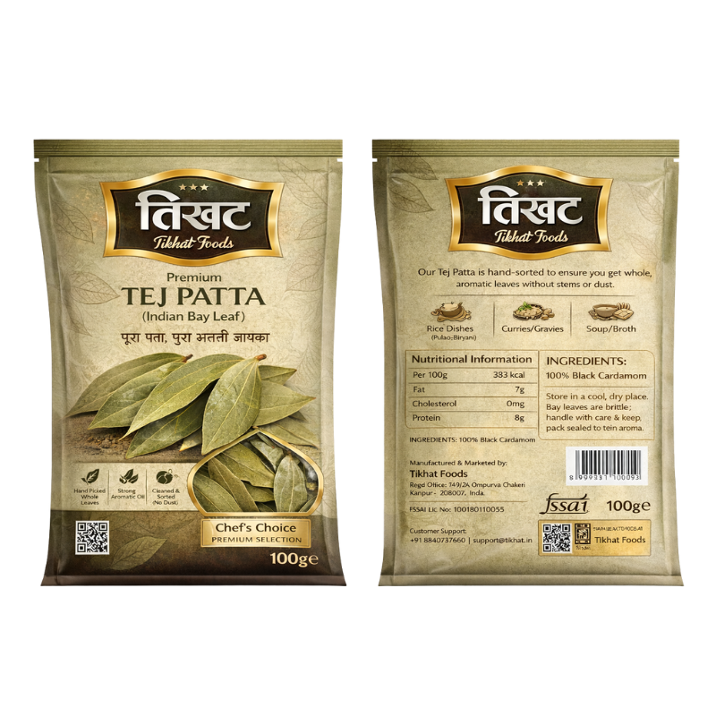 Tej Patta 100g - Premium Handpicked Whole Dried Bay Leaves by Tikhat Foods - Image 3