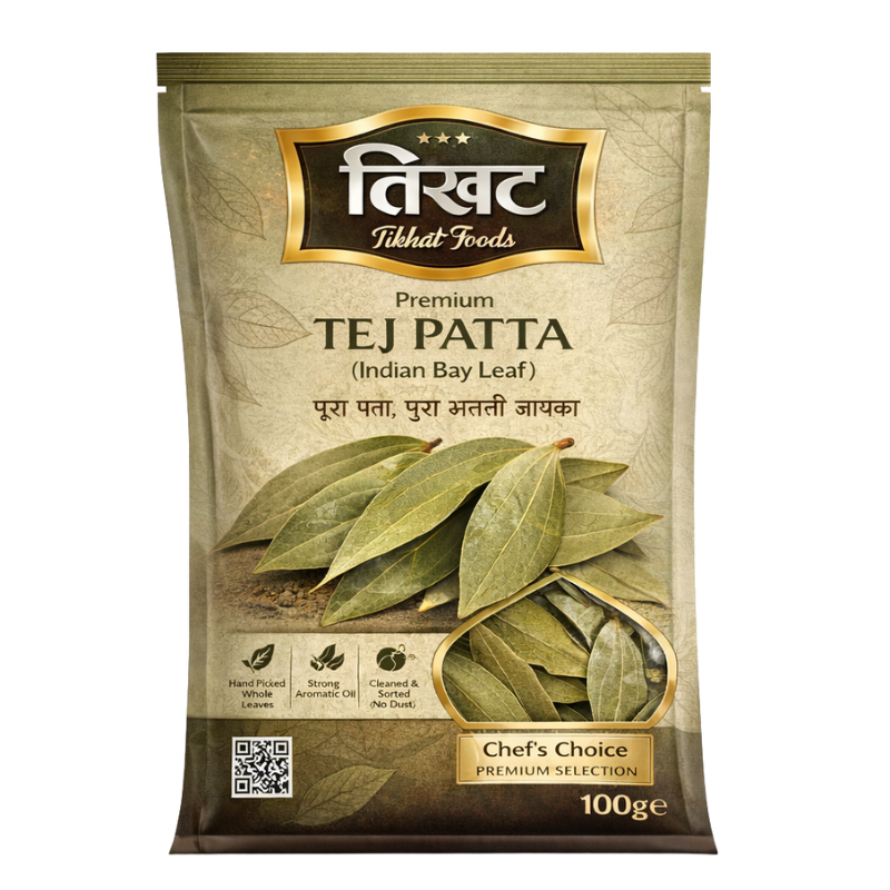 Tej Patta 100g - Premium Handpicked Whole Dried Bay Leaves by Tikhat Foods